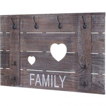 Pannello Appendiabiti Retro 60×90 cm – 8 Ganci – Legno Caffè