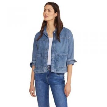 STREET ONE Damen Jeansjacke aus softem Materialmix in Hellblau, Größe 44