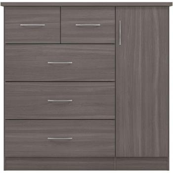 Black Wood Grain Nevada 5 Drawer Storage