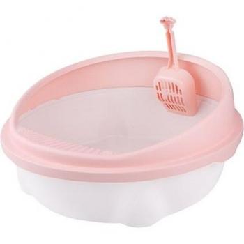 Semi-Enclosed Splash-Proof Pet Litter Box with Scoop