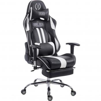 Chaise Gamer Limit V2 avec Repose-Pieds en Similicuir Noir et Blanc