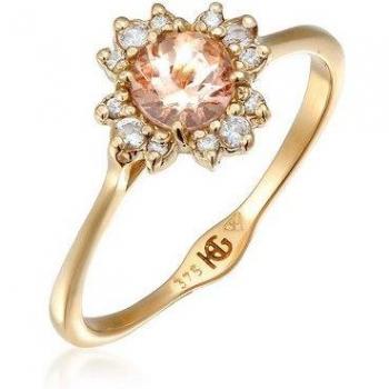Haze & Glory 375 Gelbgold Verlobungsring mit Diamant und Morganit