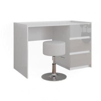 Tabouret inclus : Coiffeuse Marla 120 cm, blanc brillant (Vicco)