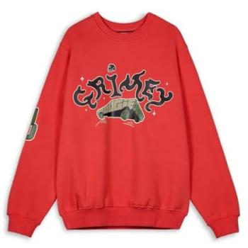 Felpa Grimey Causing Panic The Charleston Blvd Stile Retrò Rosso 2XS
