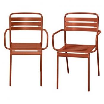 SWEEEK Amelia Terracotta Steel Garden Lounge Chairs – 50.4 × 53 × 79.5 cm