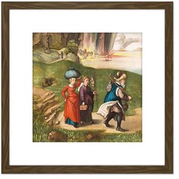 Albrecht Durer: “Lot & His Daughters” – 8x8 Wood-Framed Canvas Print, Brown Mount Included