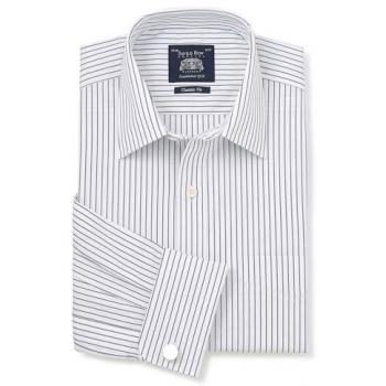Savile Row Company Herren Hemd Blau mit Doppelmanschetten