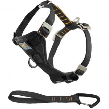 Kurgo Enhanced Tru‑Fit Smart Geschirr inkl. Verbindung zum Anschnaller – XS Schwarz