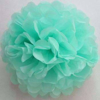 10 Mint Green Tissue Pom Poms