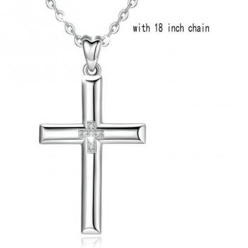 EUDORA Sterling Silver Cross Necklace with Gift Box