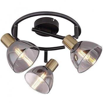 Three‑Piece Jay Ceiling Spotlights – Black Glass Shade, E14