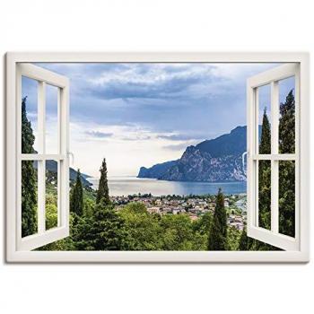 Wandbild ARTLAND Gardasee durchs weiße Fenster Bilder Gr. B/H: 130cm x 90cm