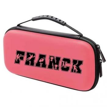 Etui Pochette Personnalisée Rose Corail pour Nintendo Switch Lite avec Prénom et Thème Football