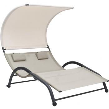 Espreguiçadeira Double Life XL com Toldo Textilene Creme