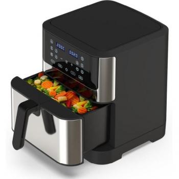 Freidora De Aire Air Crispy 6008B Universal Blue 1800W 8L Con Accesorios Negro/Inox