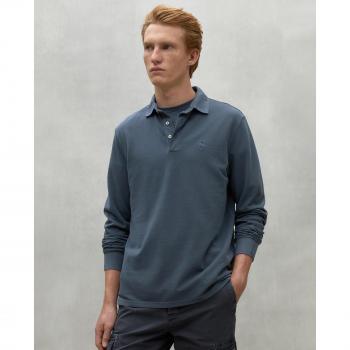 Polo Ecoalf Hombres – Azul Ted, Cuello Camisa Abotonado, Manga Larga, Sostenible, 2024
