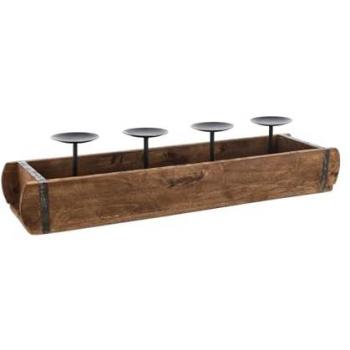 Candeliere natalizio in legno a forma di mattoncino per 4 candele