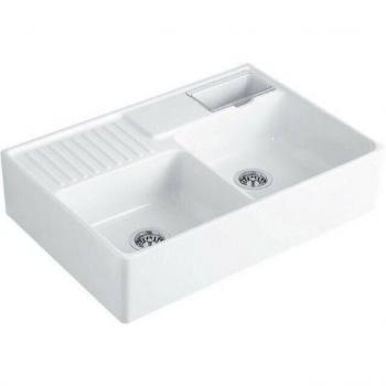 Évier double bac Villeroy et Boch blanc perle