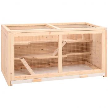 VidaXL Cage à hamster 89,5x45x45 cm bois massif de sapin, maison pour hamster