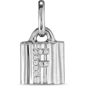 Charm de candado en plata con topacios letra F