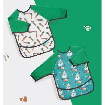 HappyFlute 2pcs Cute Waterproof Bibs for Babies 6-24 Months with Long Sleeves