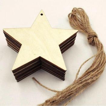 8cm Hemp Rope Star Pendant Set of 10 for Garden and Christmas Tree Decor