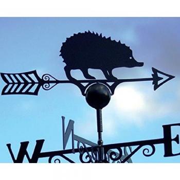 Hedgehog Storm‑Vane – Handcrafted Steel, 61 × 88 cm, Dark Black Coating