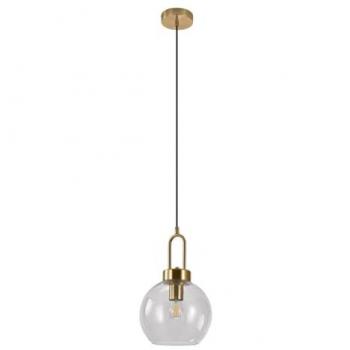 Lampada a Sospensione Luton in Metallo e Vetro con Dettagli in Ottone