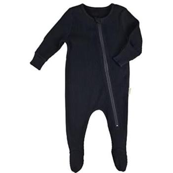 Ribbed Comfort Zip Suit in Black – Baby 18‑24 m