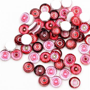 50pcs 8mm-25mm Red Glass Cabochons