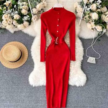 YuooMuoo Stylish Stand Collar Ladies Dress