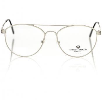 Frankie Morello Silver Metallic Fibre Frame Aviator Metal Frame Eyeglasses Gray Male ONE SIZE