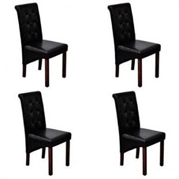 Sillas de Comedor de Cuero Sintético Negro (Set de 4)