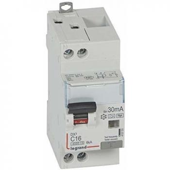 Disjoncteur différentiel DX³ 4500 arrivée haute départ bas à vis U+N 230V 16A type F 30mA courbe C 2 modules
