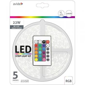 LED‑Streifen ABLSBL12V5050-30RGB65 5 m – Avide Komplettset (12 V/230 V, RGB)