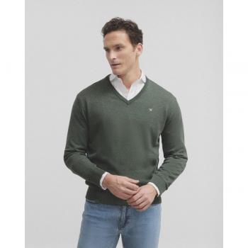 Jersey cuello pico verde para Hombre