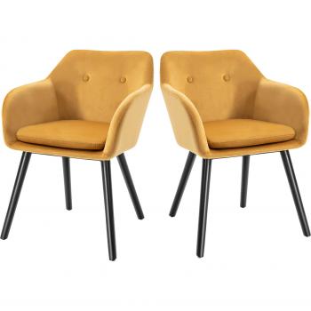 Chaises de Bureau Scandinaves en Velours Moutarde