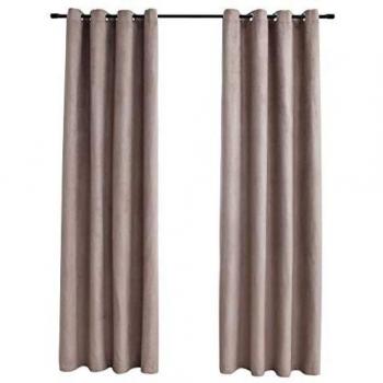 Blackout Curtains Sonata with Metal Rings, Size: 140x225 cm, Color: Taupe, Quantity: 2