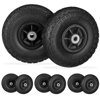 Set de 8 Ruedas de Carro, Antipinchazos, 4.10/3.50-4, Eje de 16 mm, Carga máxima 150 kg, Negro