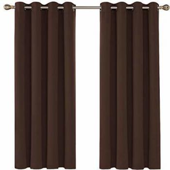 Deconovo Ösenvorhang blickdicht 180x140cm Dunkelbraun 2er Set
