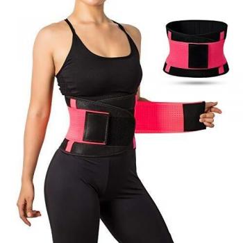 Jueachy Women's Body Shaper Waist Trainer Belt in Pink, Large size