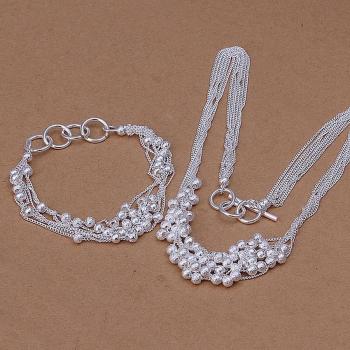 Collana & Bracciale “Gioielli Retro” in Argento S925 – Perline Sabbia 20/45 cm