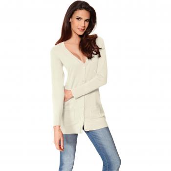 Feinstrickjacke Heine – weiße Baumwoll-Variante
