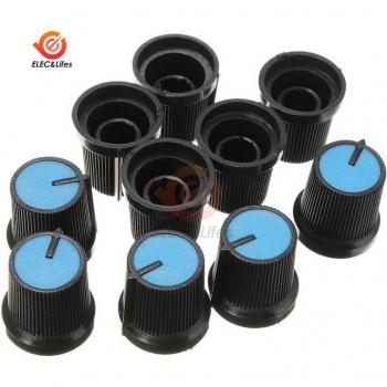 20 piezas perillas WH148 para potenciómetro con núcleo de cobre 15x17mm y agujero de 6mm color azul
