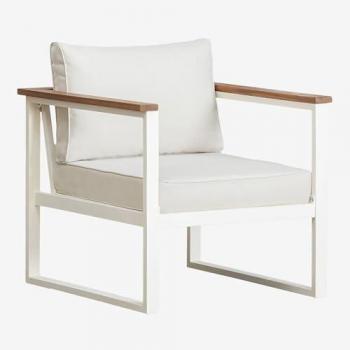 Aluminium & Acacia – Fauteuil de jardin Sklum blanc, style Gardenia