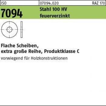 Nobrand Flache Scheiben Extra Große Reihe Pkl.C, ISO 7094, 8 mm, 100 HV, Feuerverzinkter Stahl 100 Stück