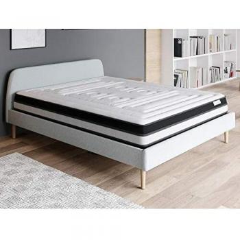 Suite Matelas mémoire 140x190 avec Lit Gris Clair et Sommier à Lattes HD