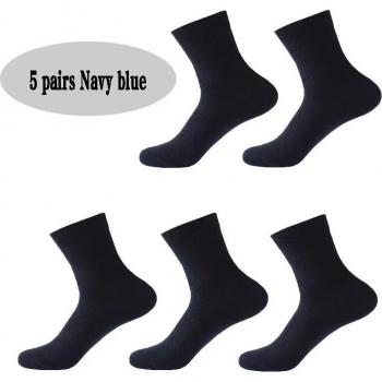 Medias de tubo medio para hombre, 5 pares, fibra de bambú
