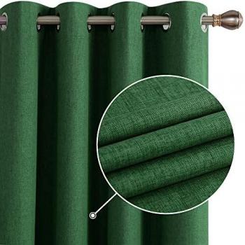 Tende Oscuranti Finto Lino 2 Pannelli Deconovo Verde Scuro 117x183 cm