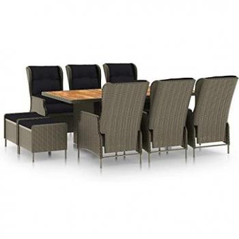 VidaXL Garten-Essgruppe Poly Rattan Braun mit komfortablen Auflagen